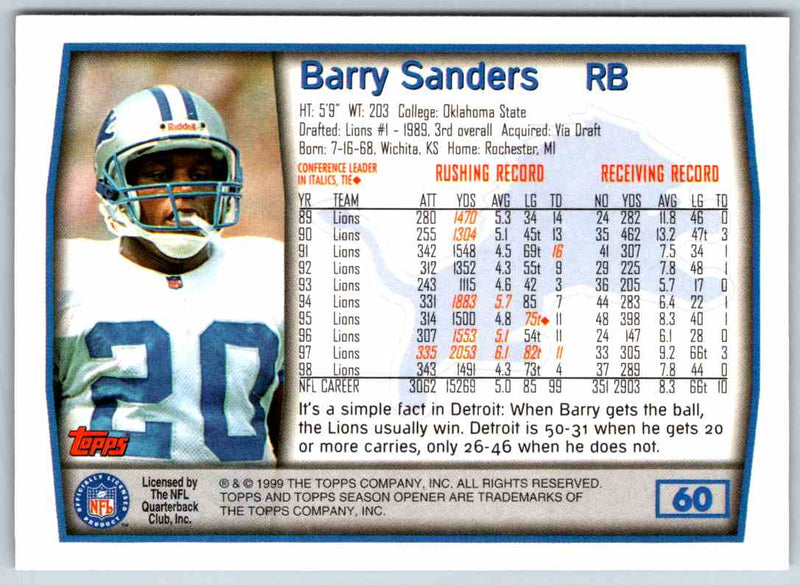 1999 Topps Barry Sanders