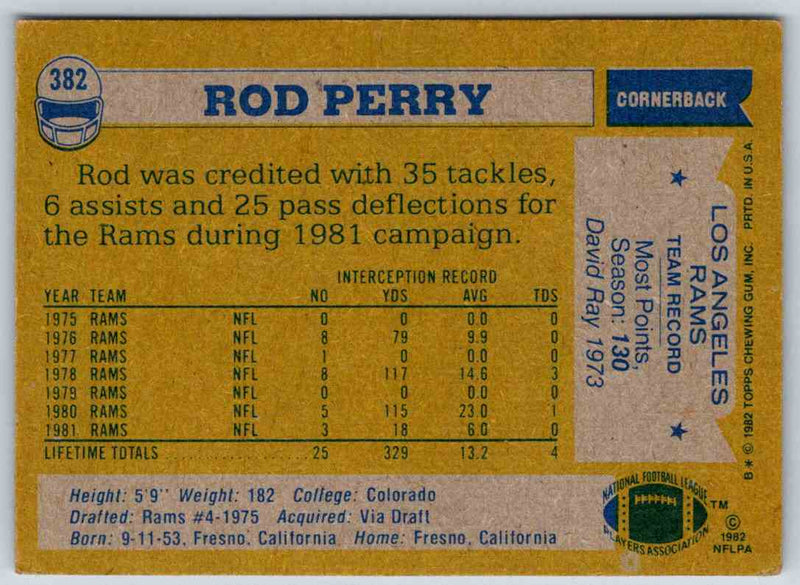 1982 Topps Rod Perry