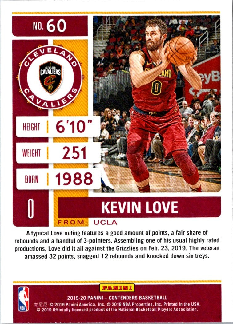 2019 Panini Contenders Kevin Love