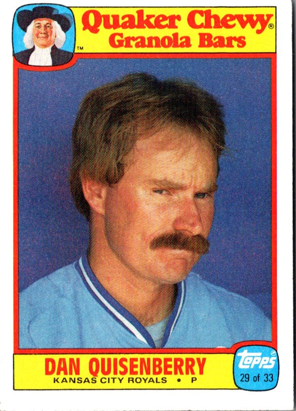 1986 Topps Quaker Granola Dan Quisenberry #29