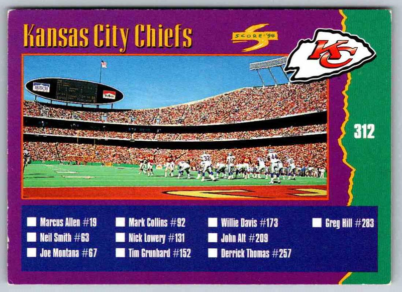 1994 Score Kansas City Chiefs