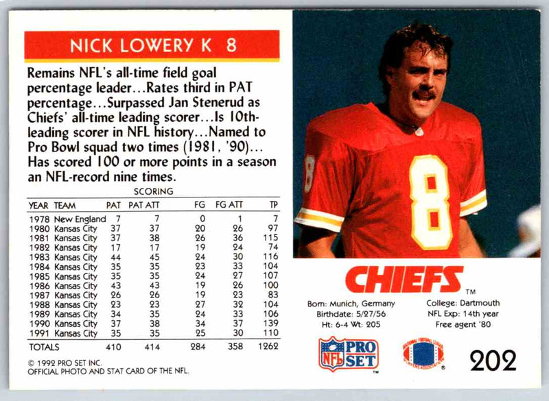 1992 Proset Nick Lowery