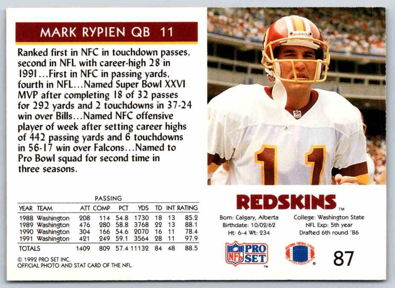 1992 Proset Mark Rypien