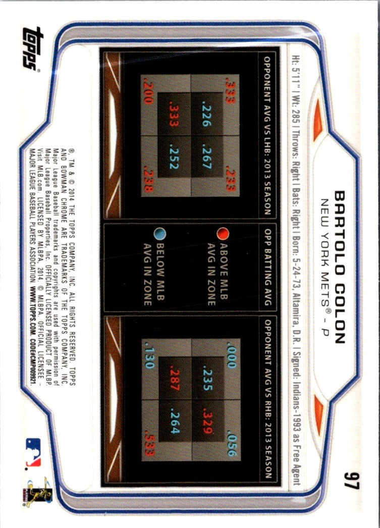 2014 Bowman Chrome Bartolo Colon