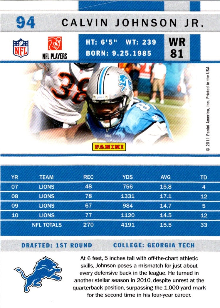 2011 Score Calvin Johnson