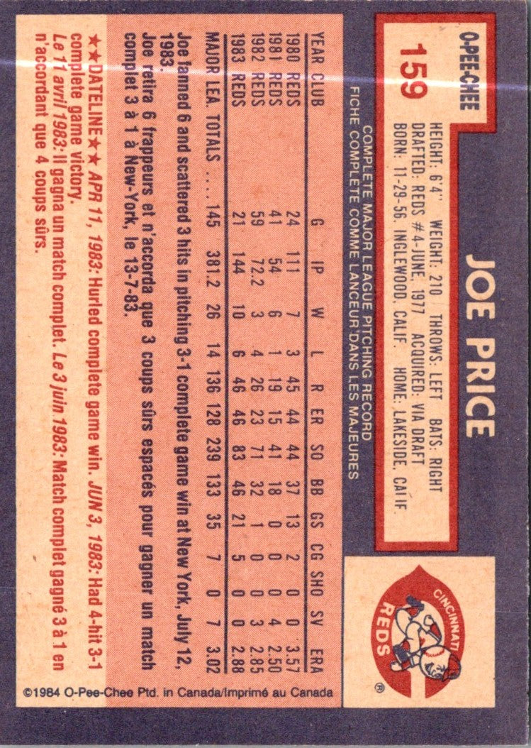 1984 O-Pee-Chee Joe Price