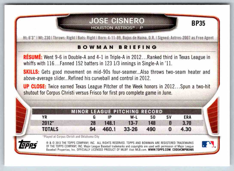 2014 Bowman Jose Cisnero