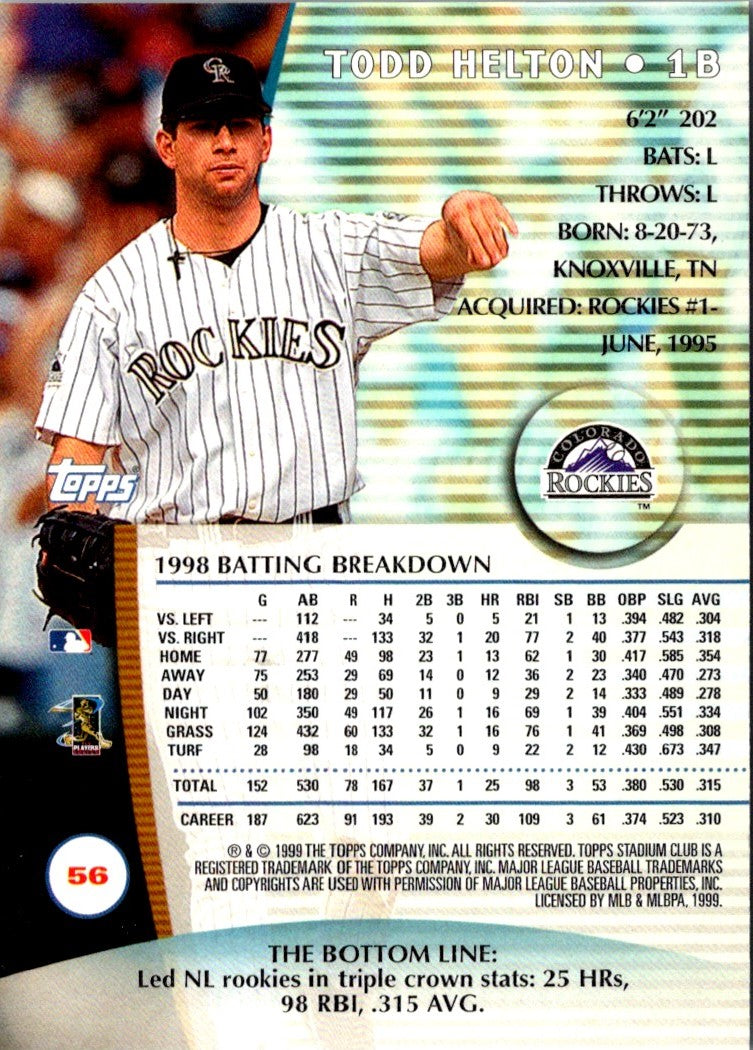 1999 Stadium Club Todd Helton