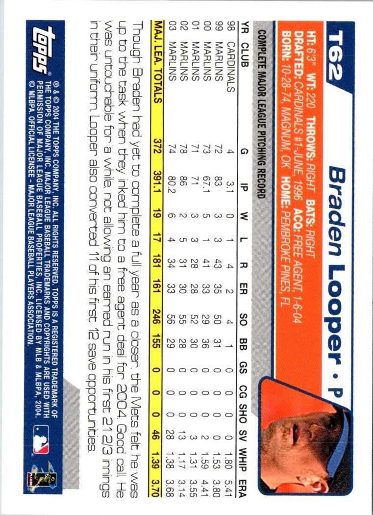 2004 Topps Traded & Rookies Braden Looper