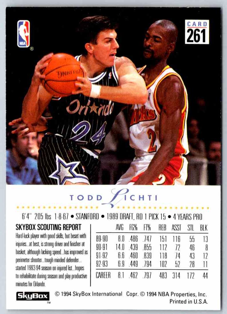 1995 Skybox Todd Lichti