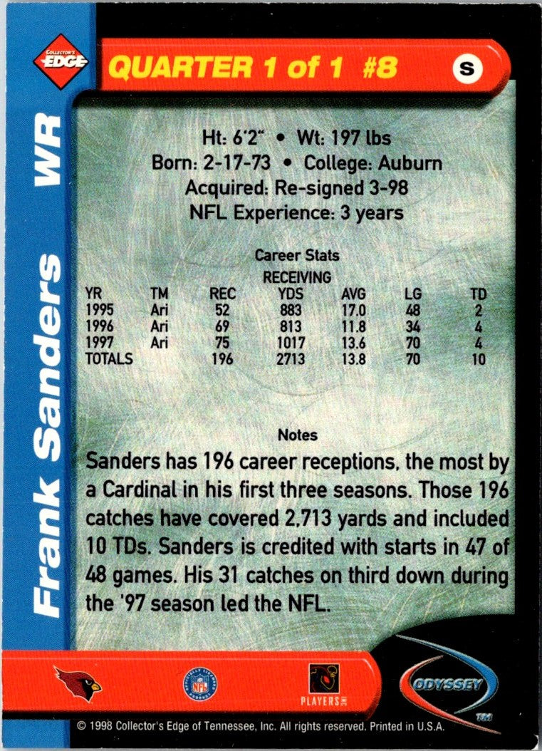 1998 Collector's Edge Odyssey Frank Sanders