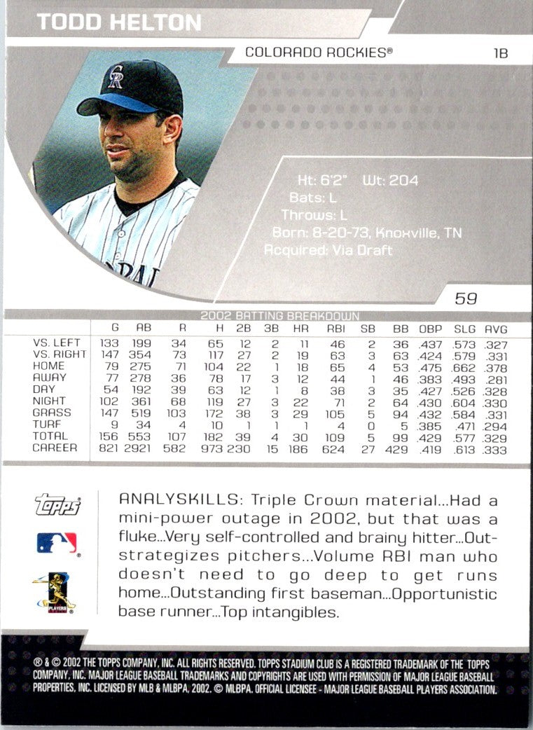 2002 Stadium Club Todd Helton