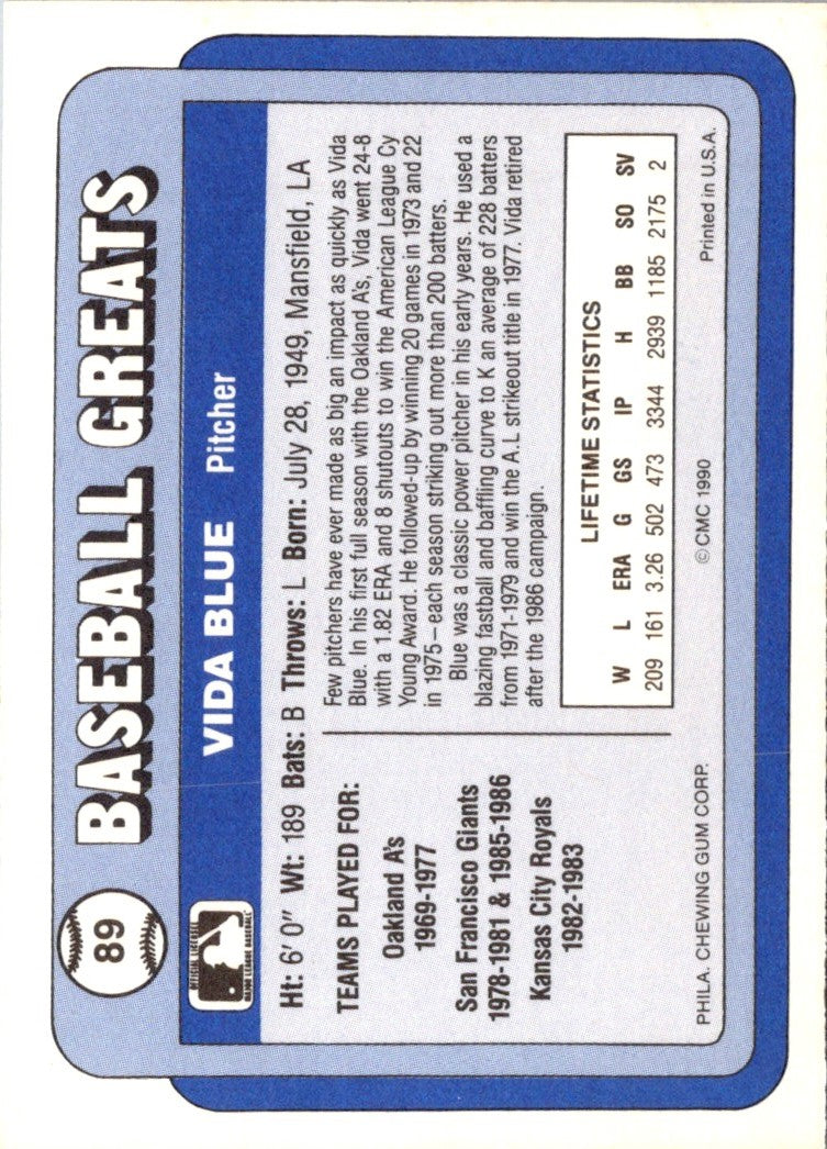 1990 Swell Baseball Greats Vida Blue
