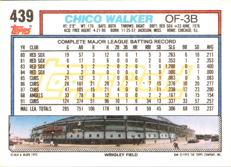 1992 Topps Chico Walker