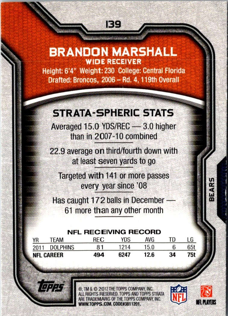 2012 Topps Strata Brandon Marshall