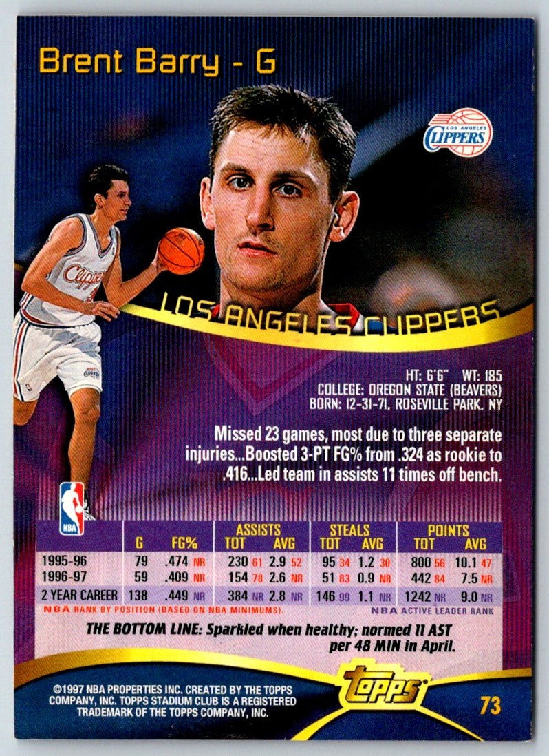 1997 Stadium Club Brent Barry