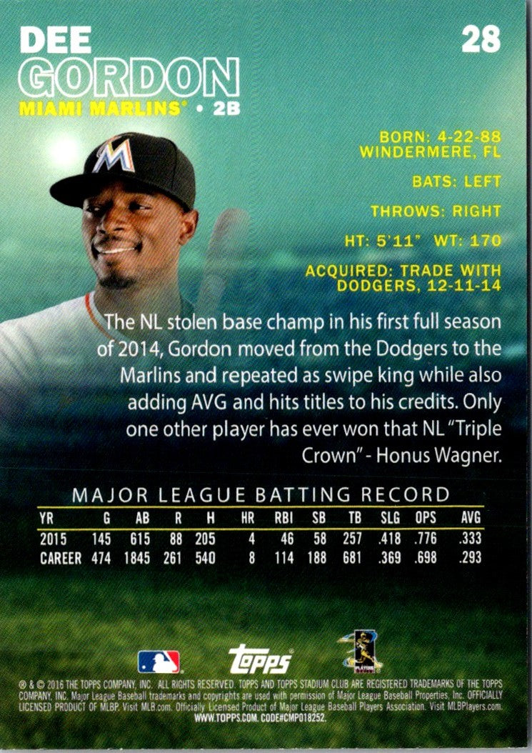 2016 Stadium Club Dee Gordon