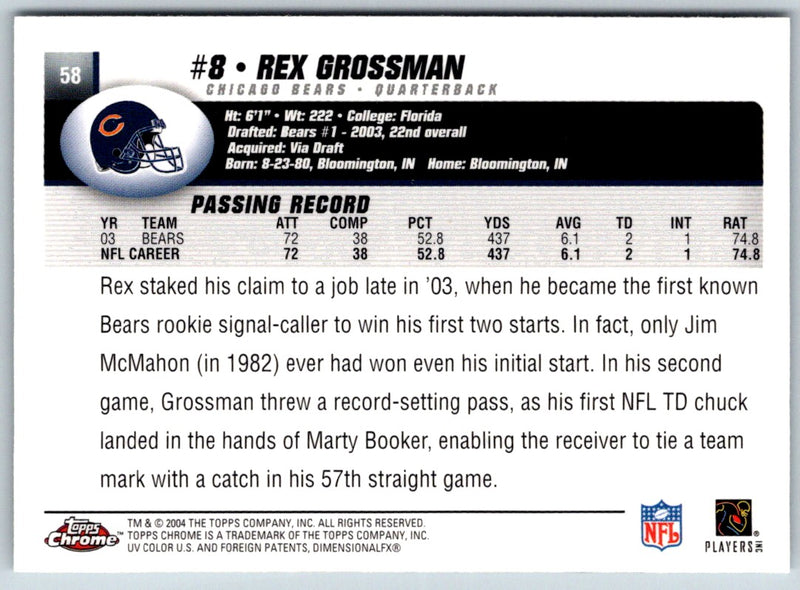 2004 Topps Chrome Rex Grossman