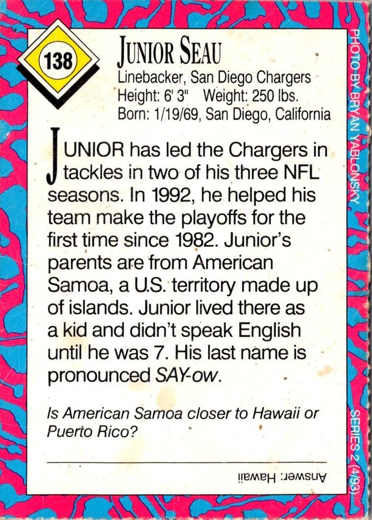 1992 Pro Line Profiles Junior Seau