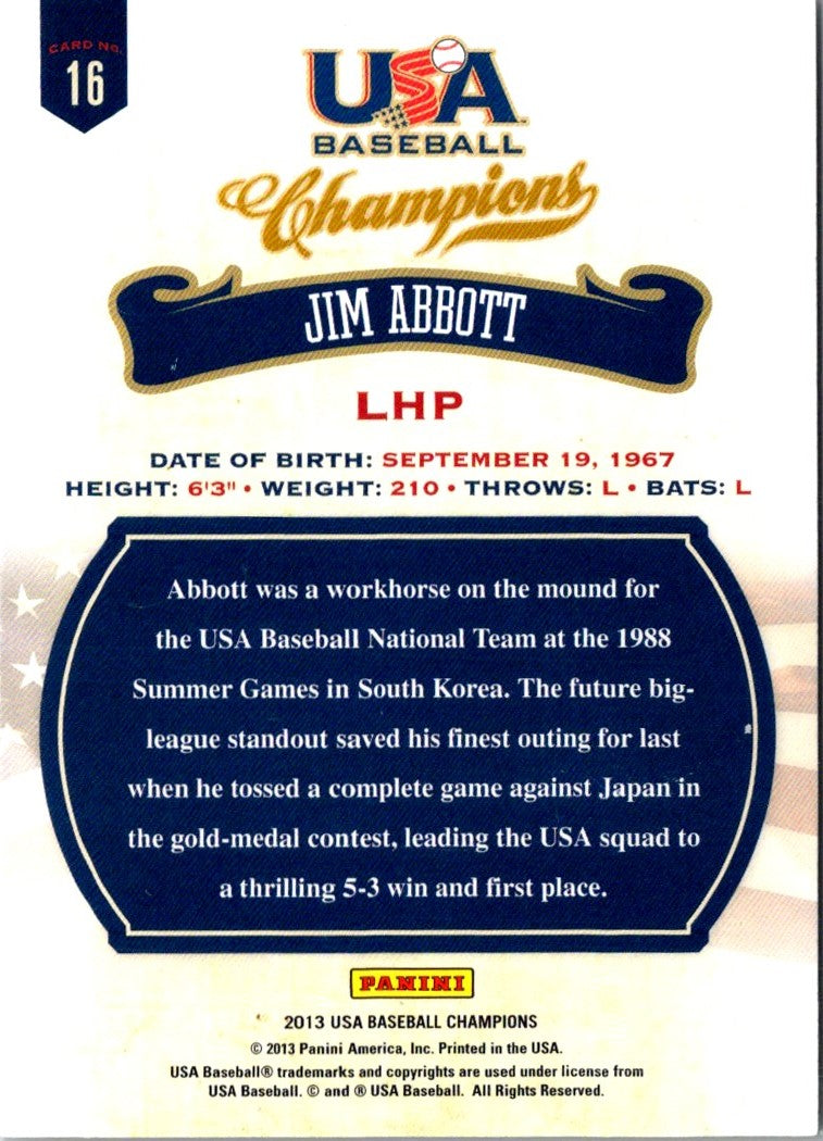 2013 Panini USA Champions Jim Abbott