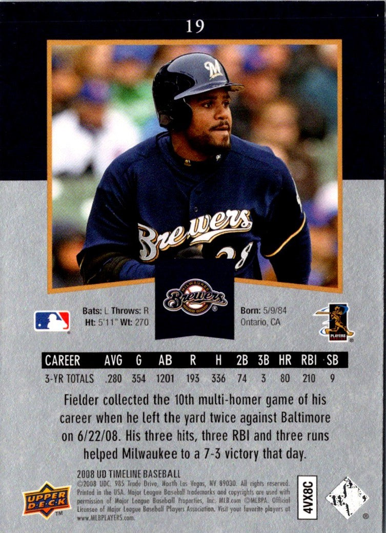 2008 Upper Deck Timeline Prince Fielder