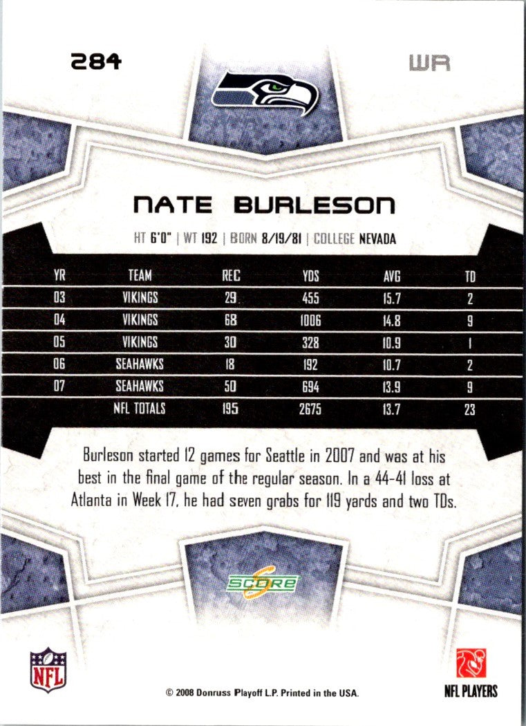 2008 Score Super Bowl XLIII Nate Burleson