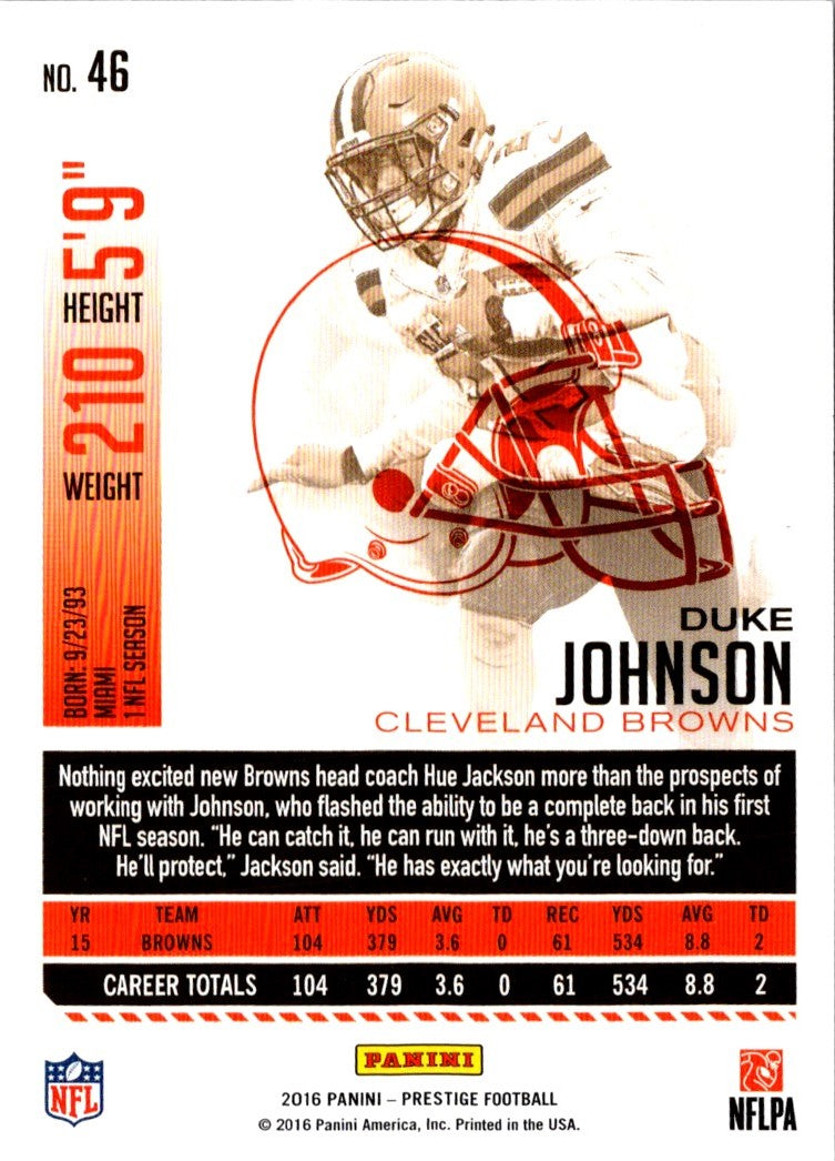 2016 Panini Prestige Duke Johnson