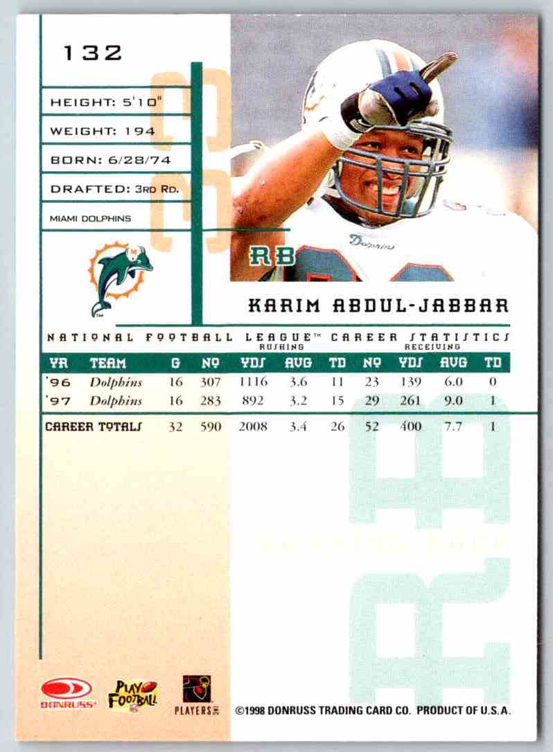 1998 Leaf Rookies And Stars Karim Abdul-Jabbar