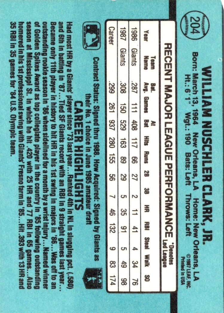 1988 Donruss Will Clark