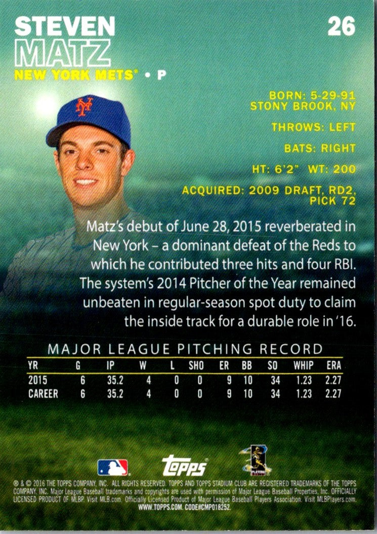 2016 Stadium Club Steven Matz