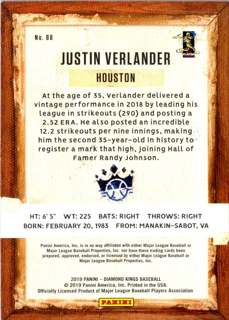 2019 Panini Diamond Kings Justin Verlander