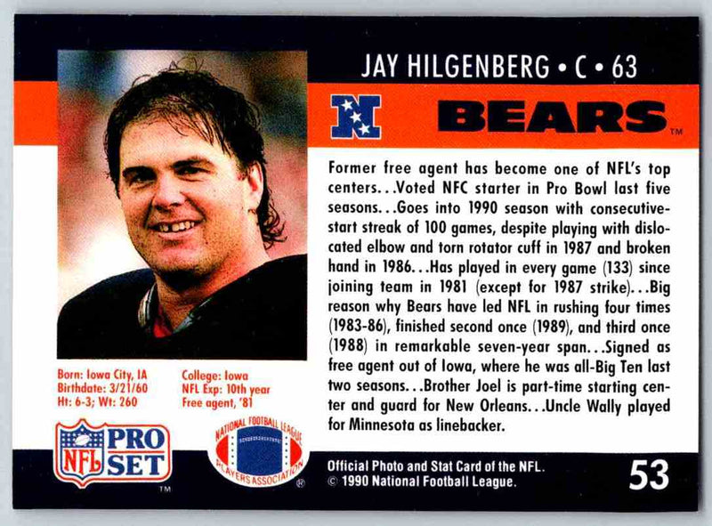 1990 Pro Set Jay Hilgenberg