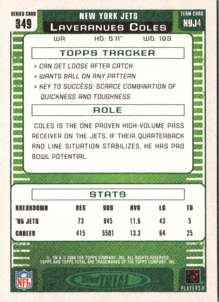 2006 Topps Total Laveranues Coles