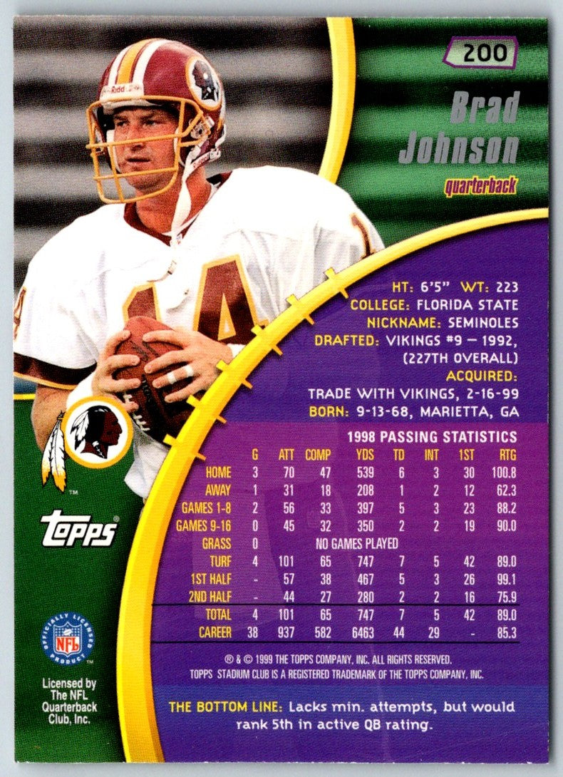 1999 Stadium Club Brad Johnson