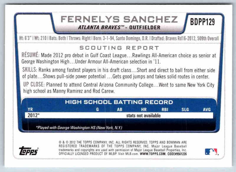 2012 Bowman Fernelys Sanchez