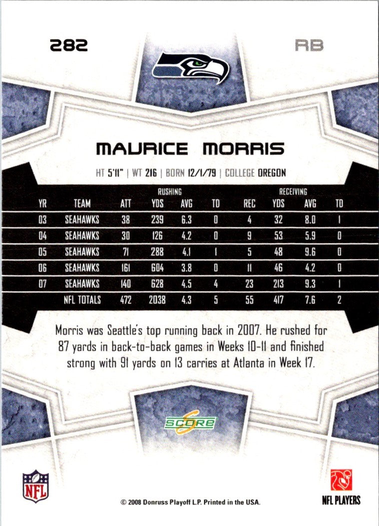 2008 Score Super Bowl XLIII Maurice Morris