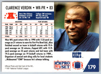 1991 Pro Set Clarence Verdin #179