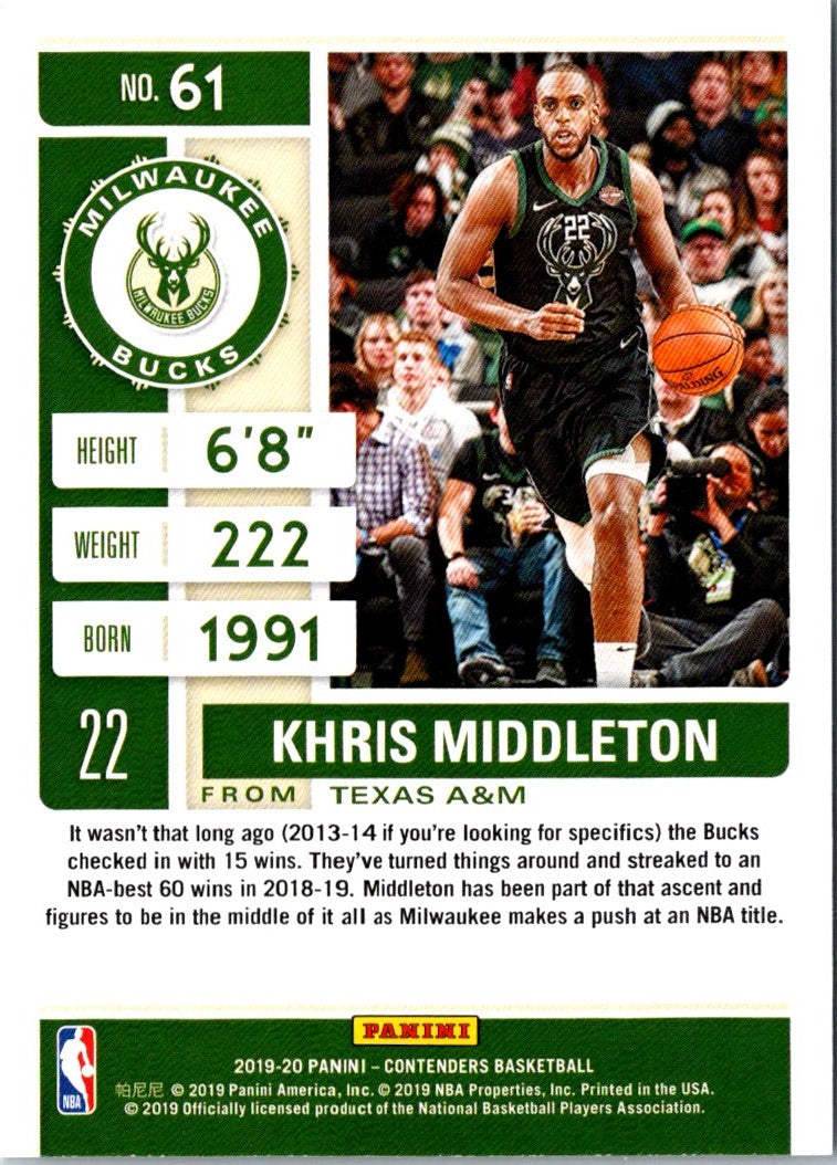 2019 Panini Contenders Khris Middleton