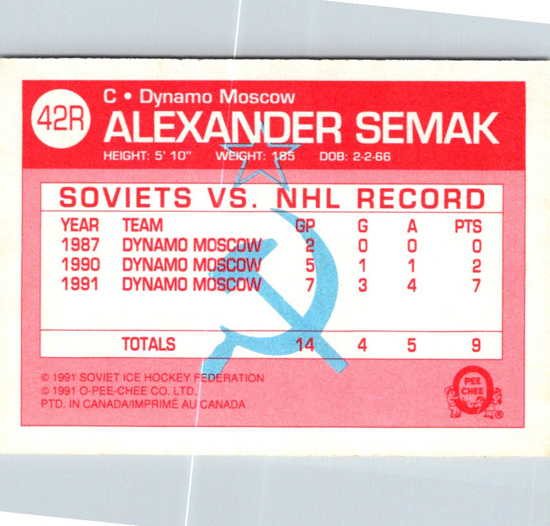 1991 O-Pee-Chee Central Red Army Alexander Semak