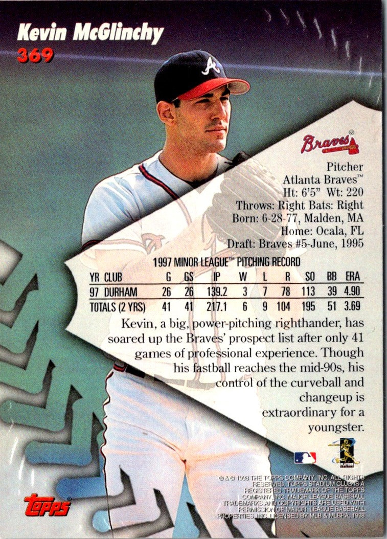 1998 Stadium Club Kevin McGlinchy