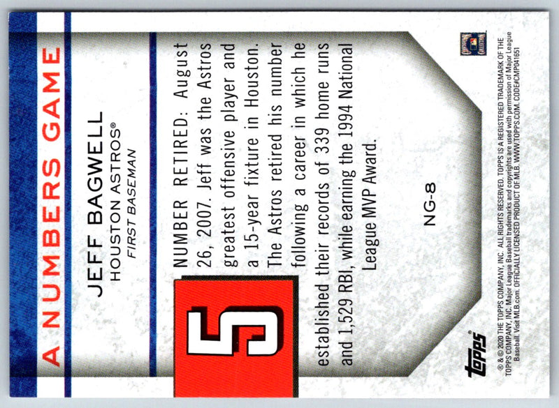 2020 Topps Update A Numbers Game Jeff Bagwell