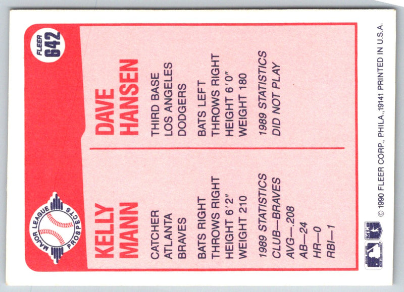 1990 Fleer Kelly Mann/Dave Hansen