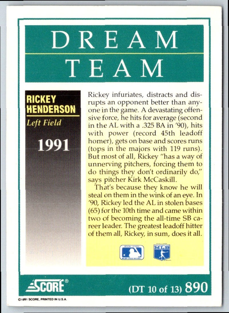 1991 Score Rickey Henderson