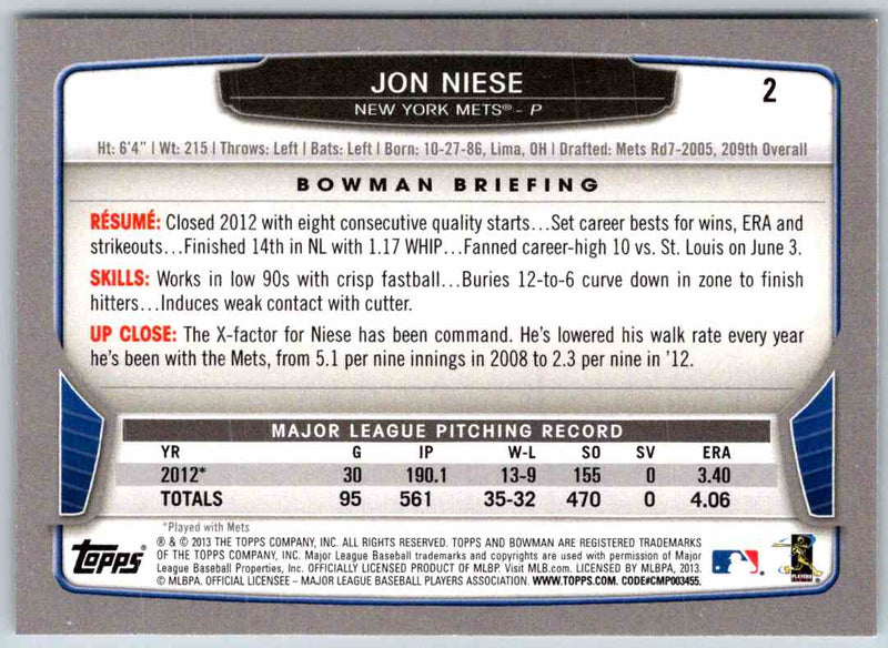 2014 Bowman Jon Niese