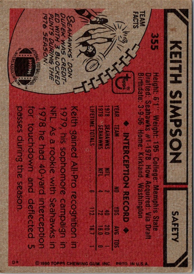 1980 Topps Keith Simpson