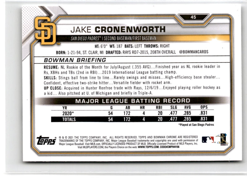 2021 Bowman Jake Cronenworth