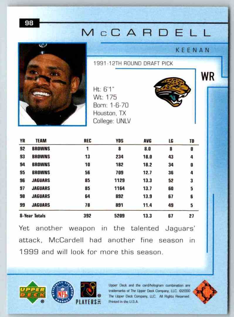 2000 Upper Deck Keenan McCardell