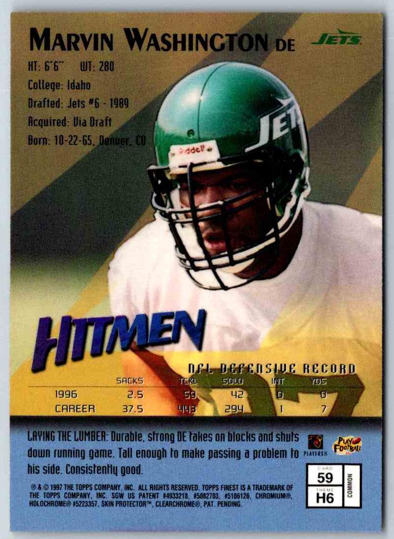 1997 Topps Finest Football Marvin Washington