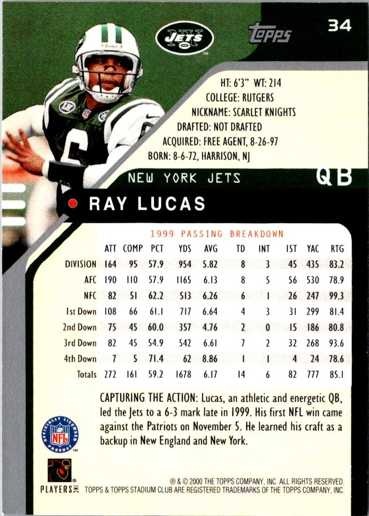 2000 Stadium Club Ray Lucas