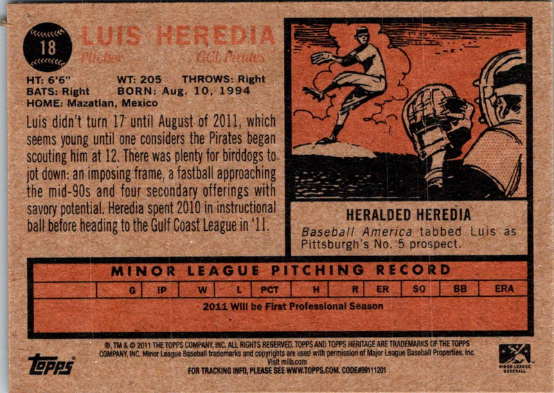 2011 Topps Heritage Minor League Luis Heredia